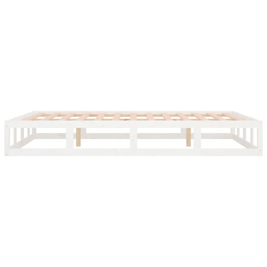Cadre de lit sans matelas blanc 120x190 cm bois massif - 7