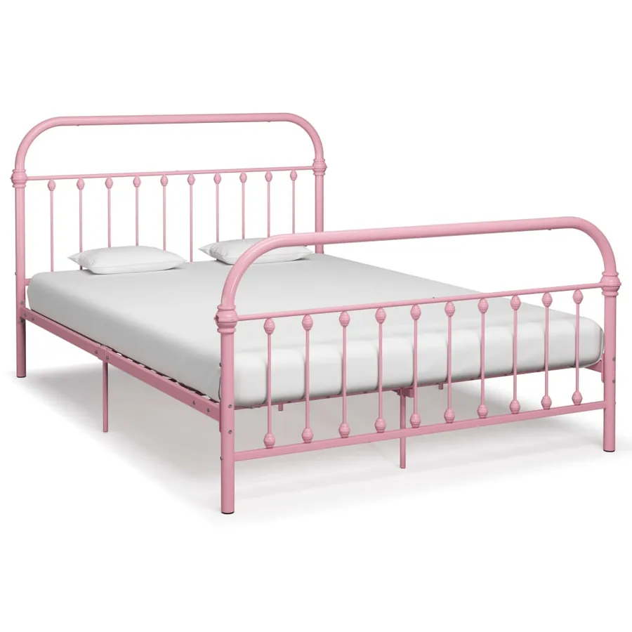 Cadre de lit sans matelas rose métal 160x200 cm