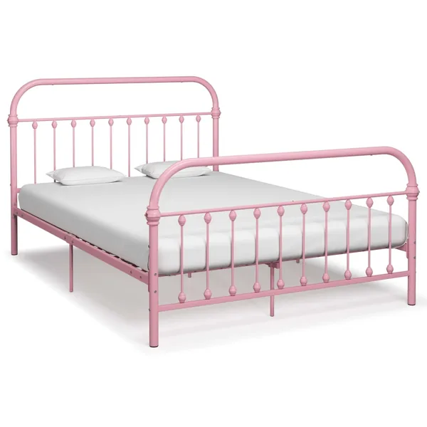 Cadre de lit sans matelas rose métal 160x200 cm
