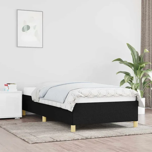 Cadre de lit sans matelas noir 100x200 cm tissu