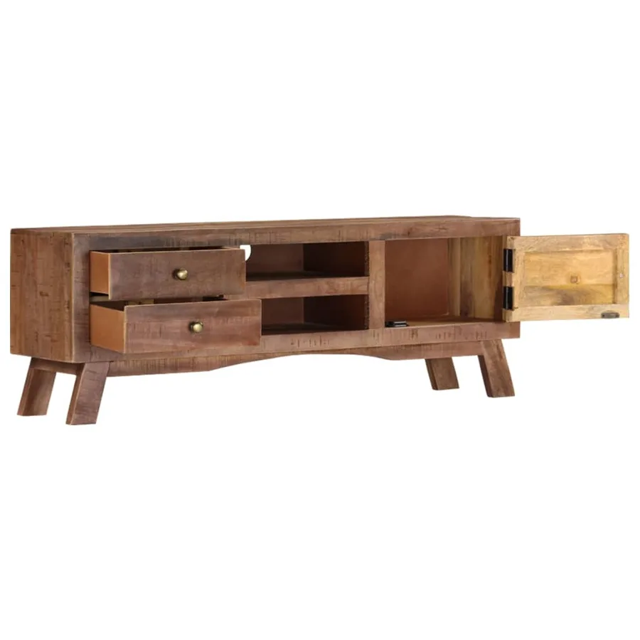 Meuble TV 110x30x40 cm Bois de manguier brut - 2
