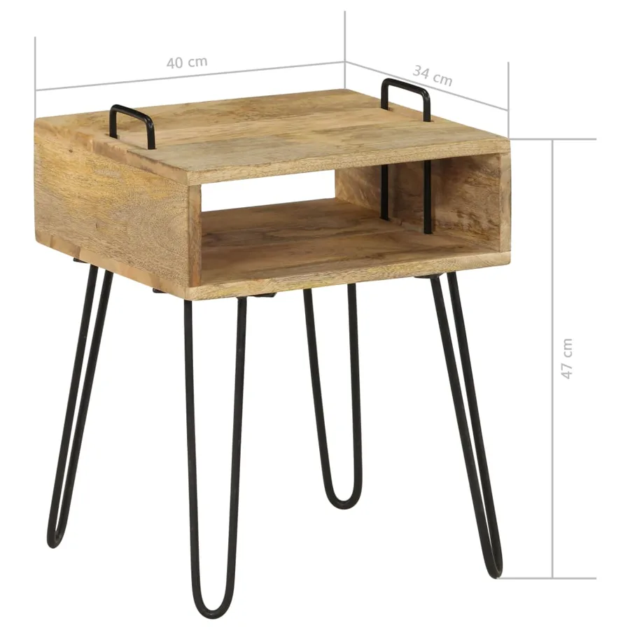 Table de chevet Bois de manguier massif 40x34x47 cm - 7