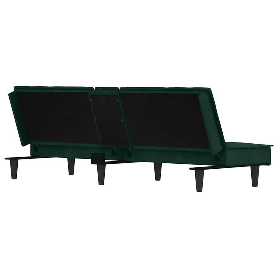 Canapé-lit avec porte-gobelets vert foncé velours - 7
