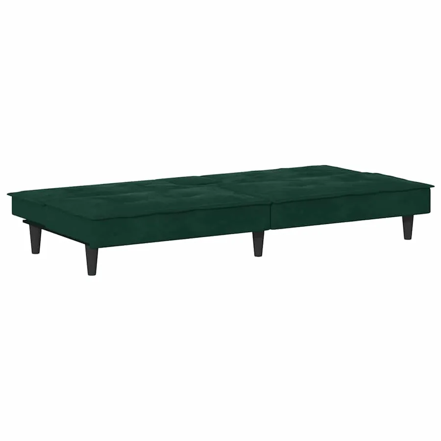 Canapé-lit avec porte-gobelets vert foncé velours - 8