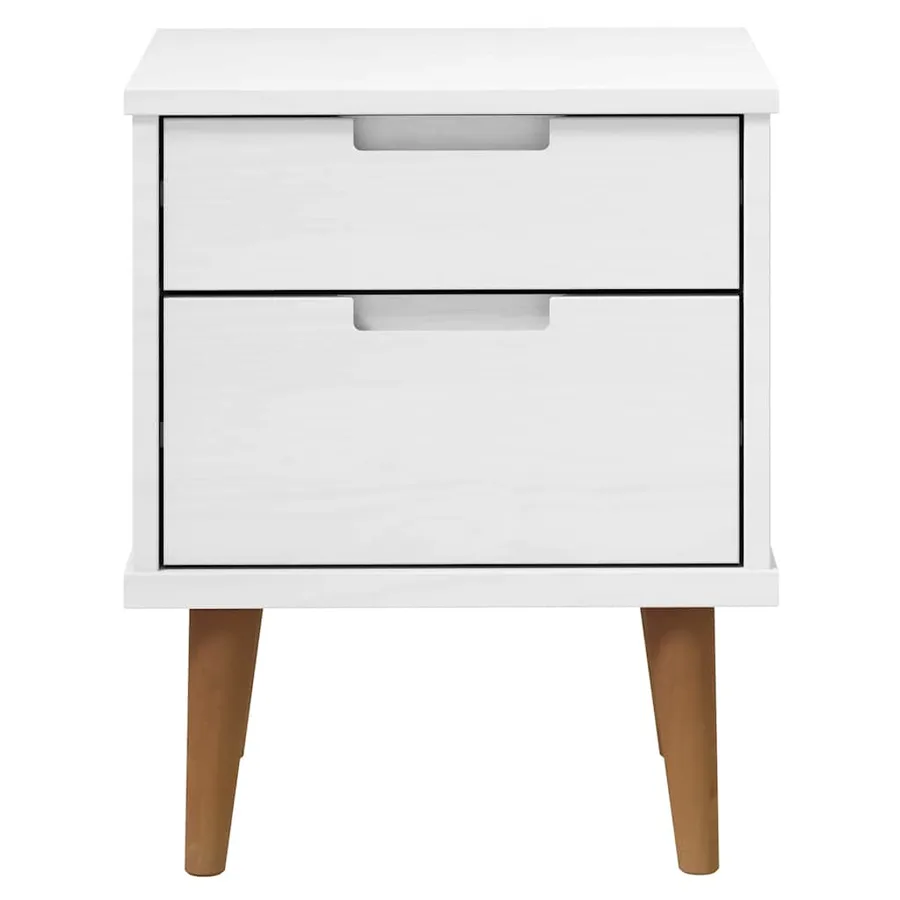 Table de chevet MOLDE Blanc 40x35x48 cm Bois de pin massif - 4