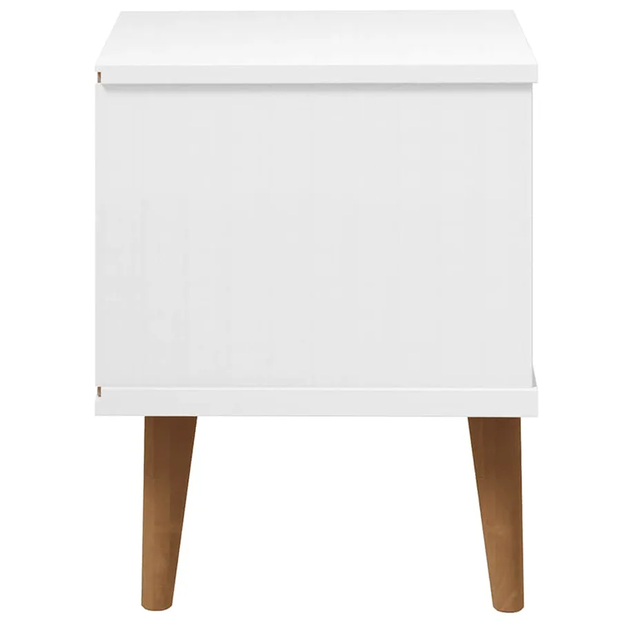 Table de chevet MOLDE Blanc 40x35x48 cm Bois de pin massif - 6