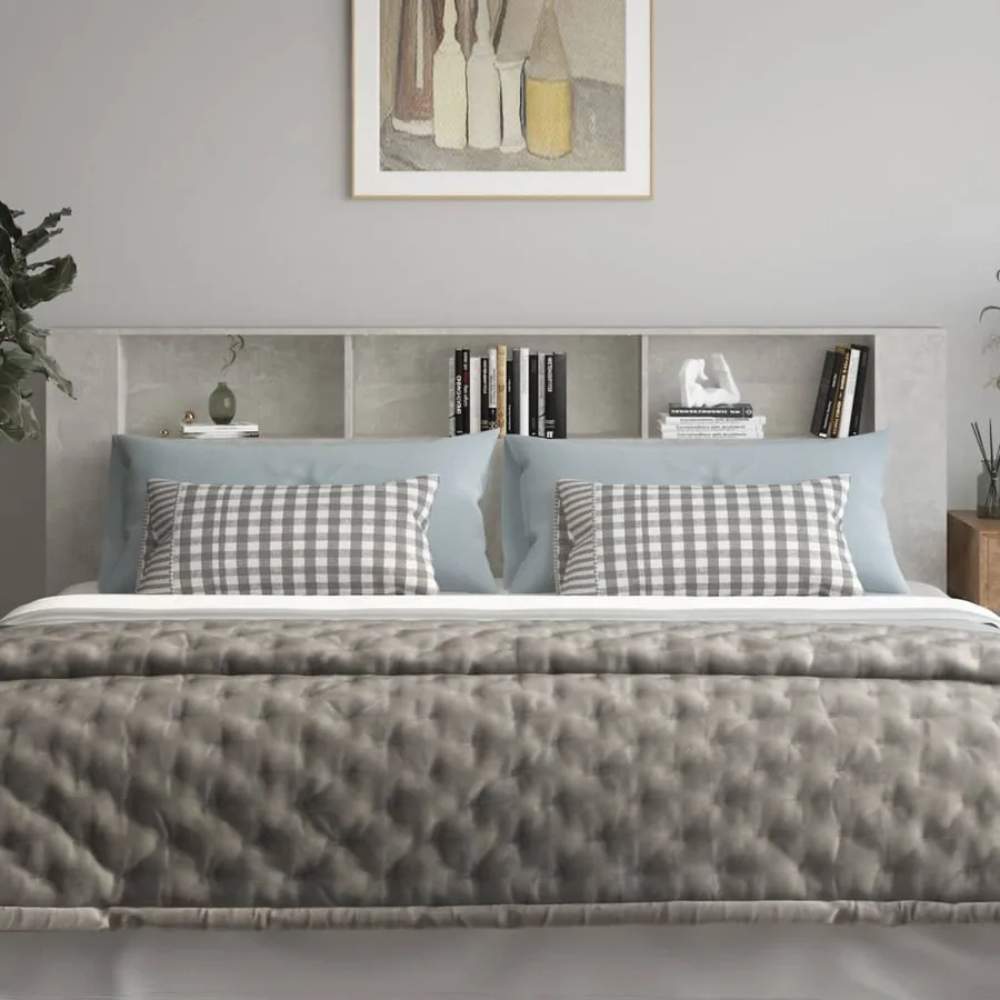Armoire de tête de lit Gris béton 220x18,5x104,5 cm - 3
