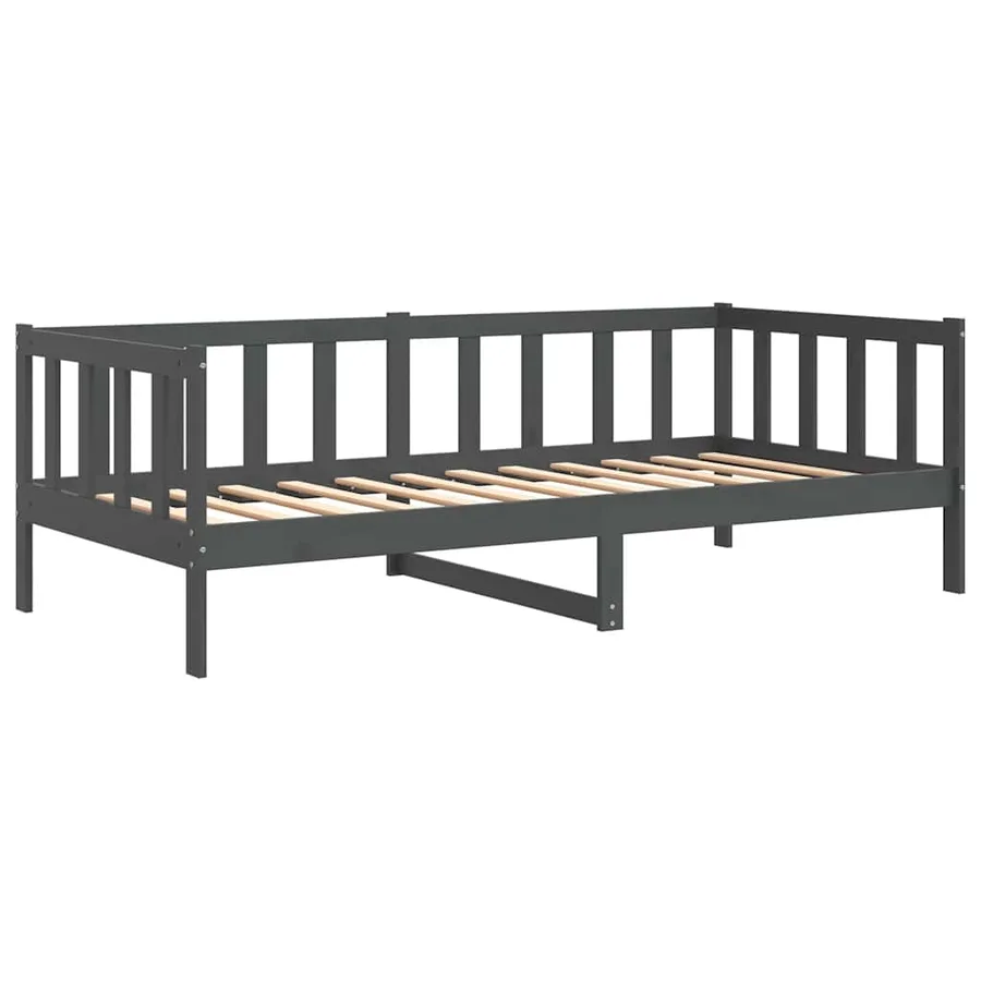 Lit de jour sans matelas gris bois de pin massif 90x200 cm - 3