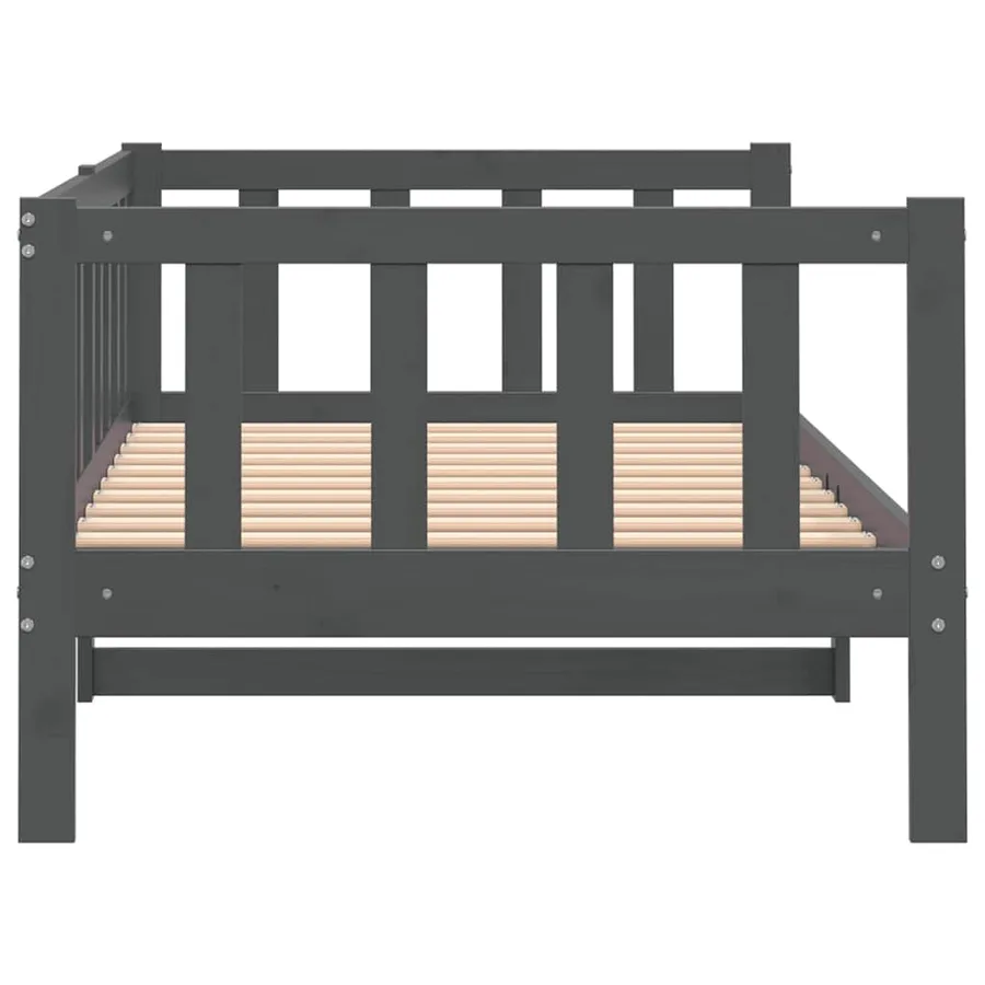 Lit de jour sans matelas gris bois de pin massif 90x200 cm - 7