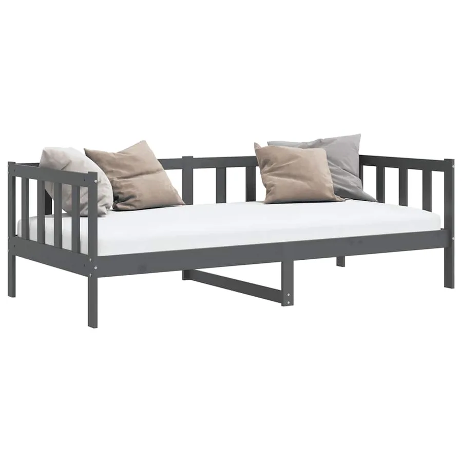 Lit de jour sans matelas gris bois de pin massif 90x200 cm - 9