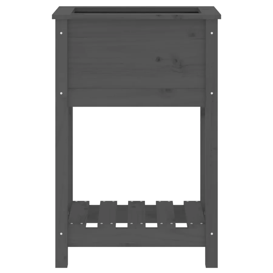 Jardinière avec étagère Gris 54x34,5x81 cm Bois massif de pin - 5