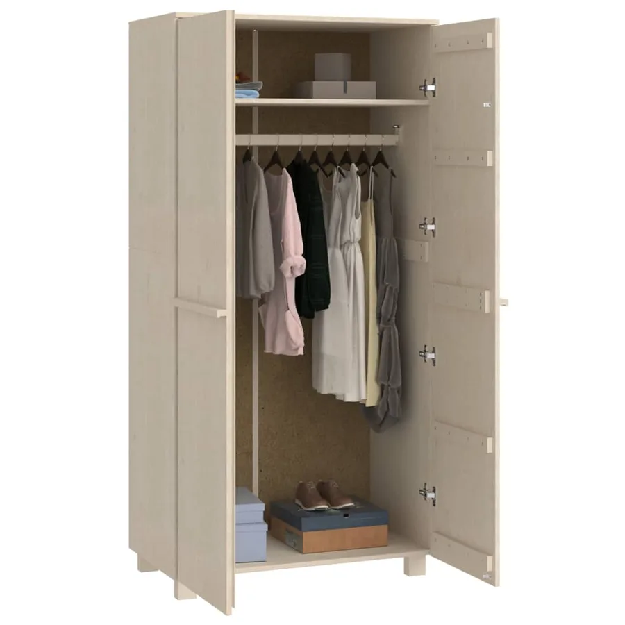 Garde-robe HAMAR Marron miel 89x50x180 cm Bois massif de pin - 6