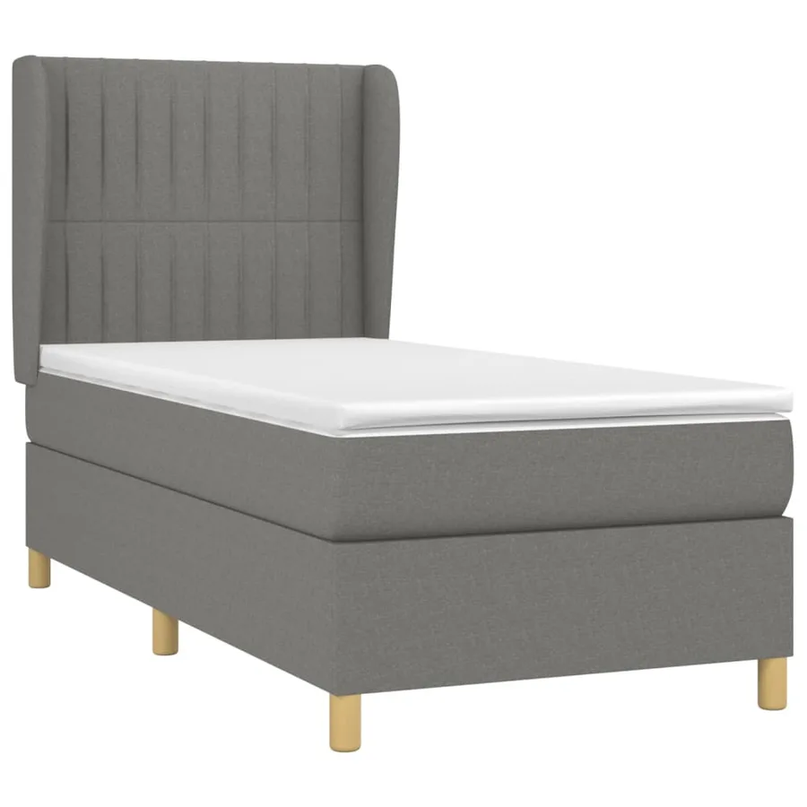Sommier à lattes de lit avec matelas Gris foncé 90x200 cm Tissu - 3