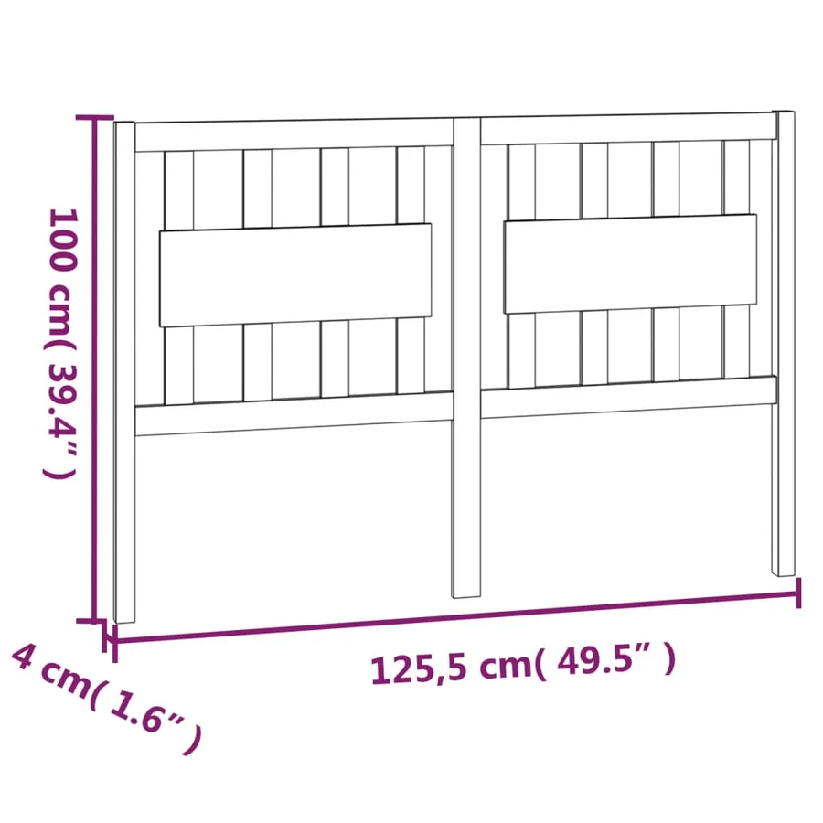 Tête de lit Noir 125,5x4x100 cm Bois massif de pin - 6