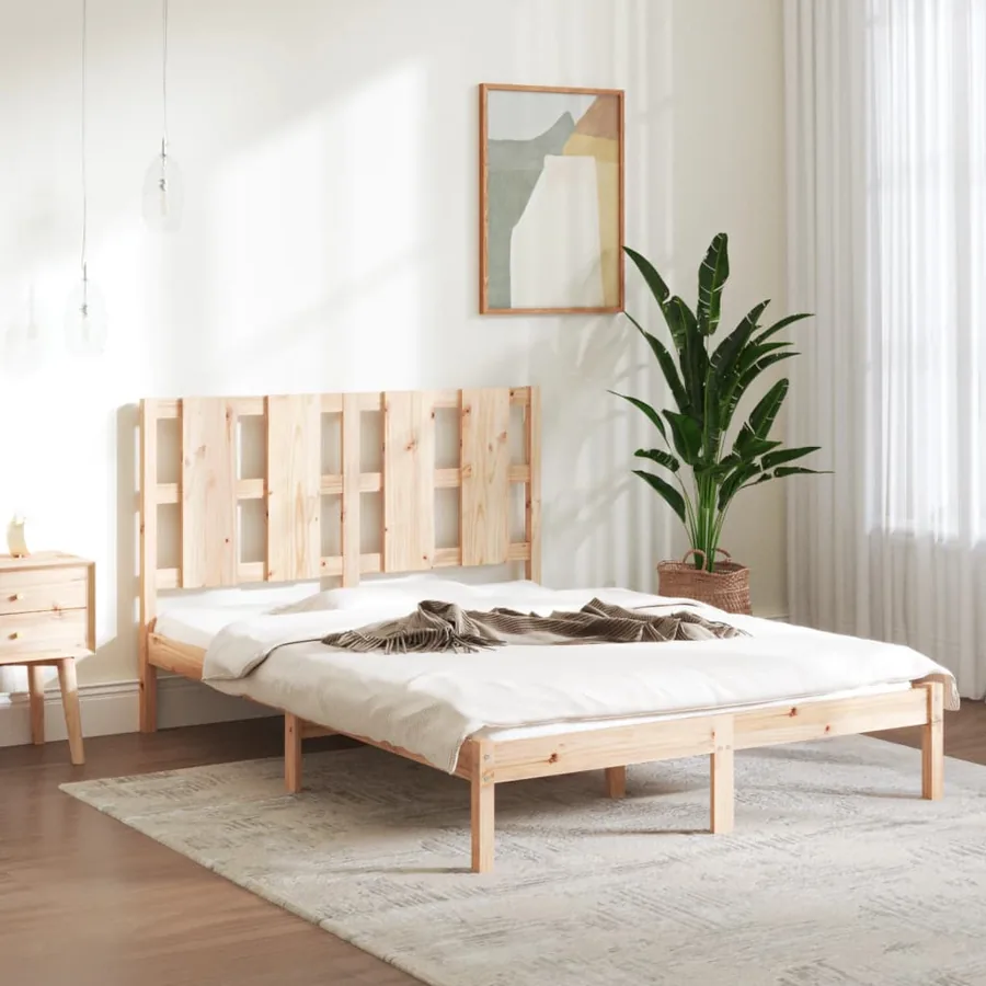 Cadre de lit sans matelas 135x190 cm bois massif