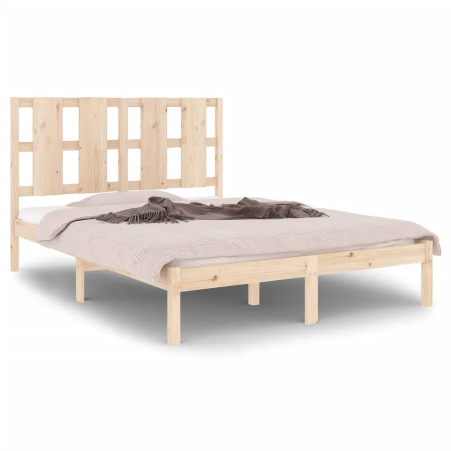 Cadre de lit sans matelas 135x190 cm bois massif - 2