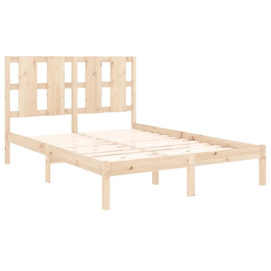 Cadre de lit sans matelas 135x190 cm bois massif - 4