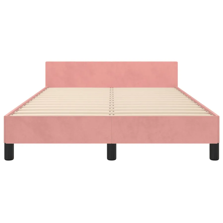 Cadre de lit sans matelas rose 120x200 cm velours - 6