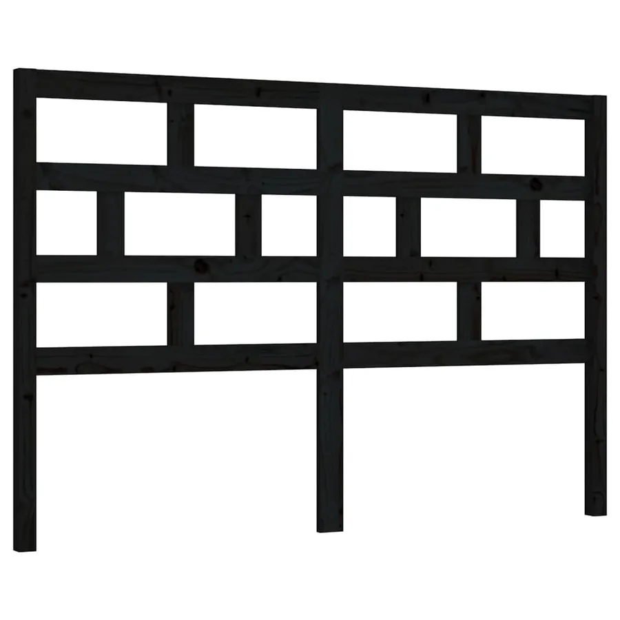 Tête de lit Noir 141x4x100 cm Bois massif de pin - 2