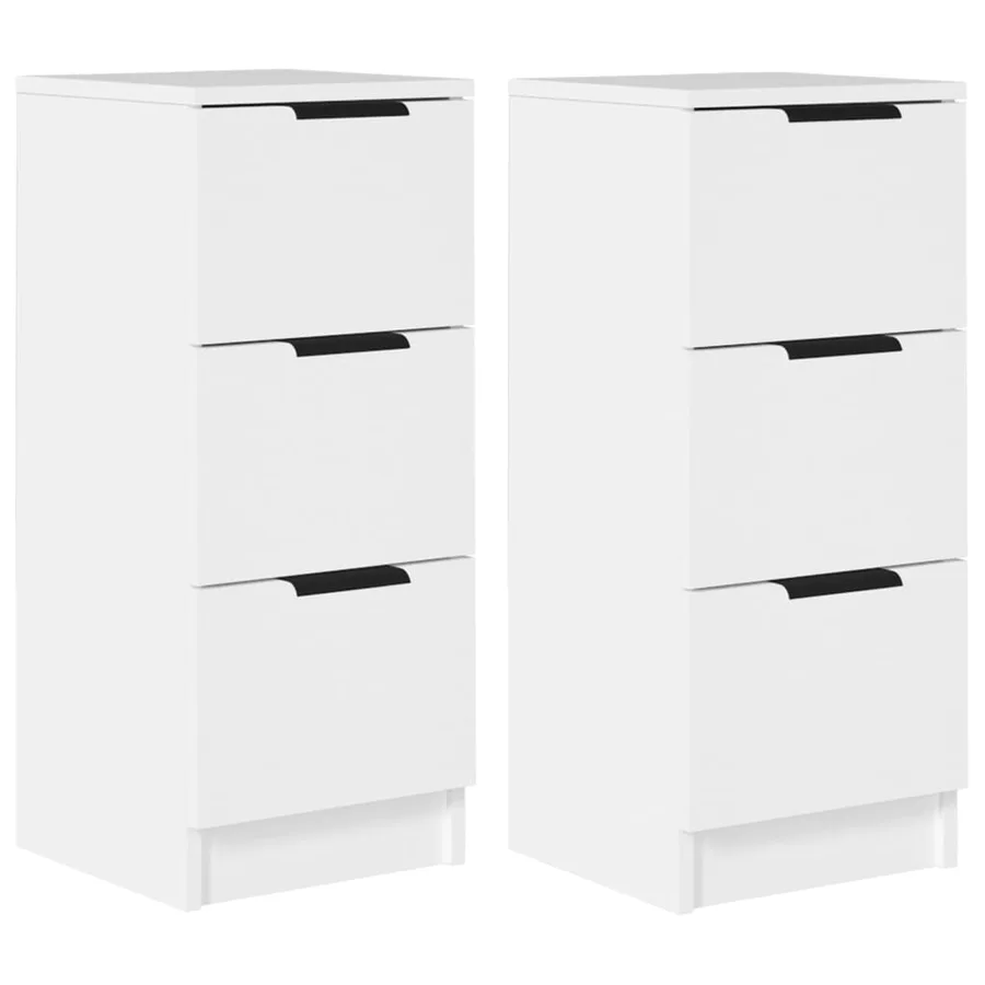 Buffets 2 pcs blanc 30x30x70 cm bois d'ingénierie - 2