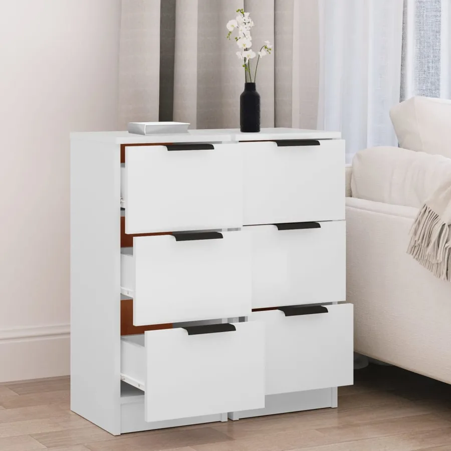 Buffets 2 pcs blanc 30x30x70 cm bois d'ingénierie - 3