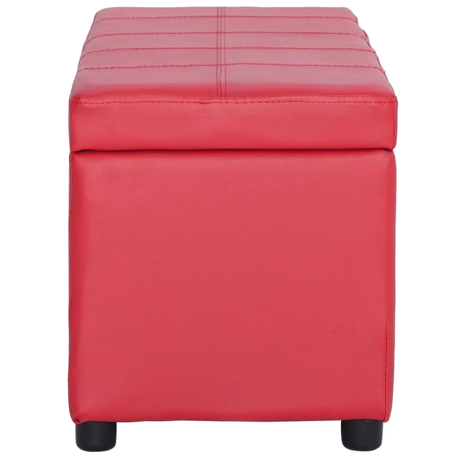 Banc avec compartiment de rangement 116 cm Rouge Similicuir - 3