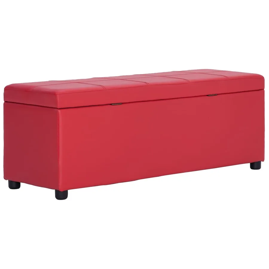 Banc avec compartiment de rangement 116 cm Rouge Similicuir - 4