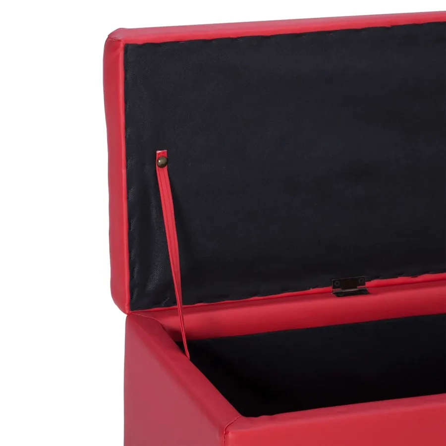 Banc avec compartiment de rangement 116 cm Rouge Similicuir - 6