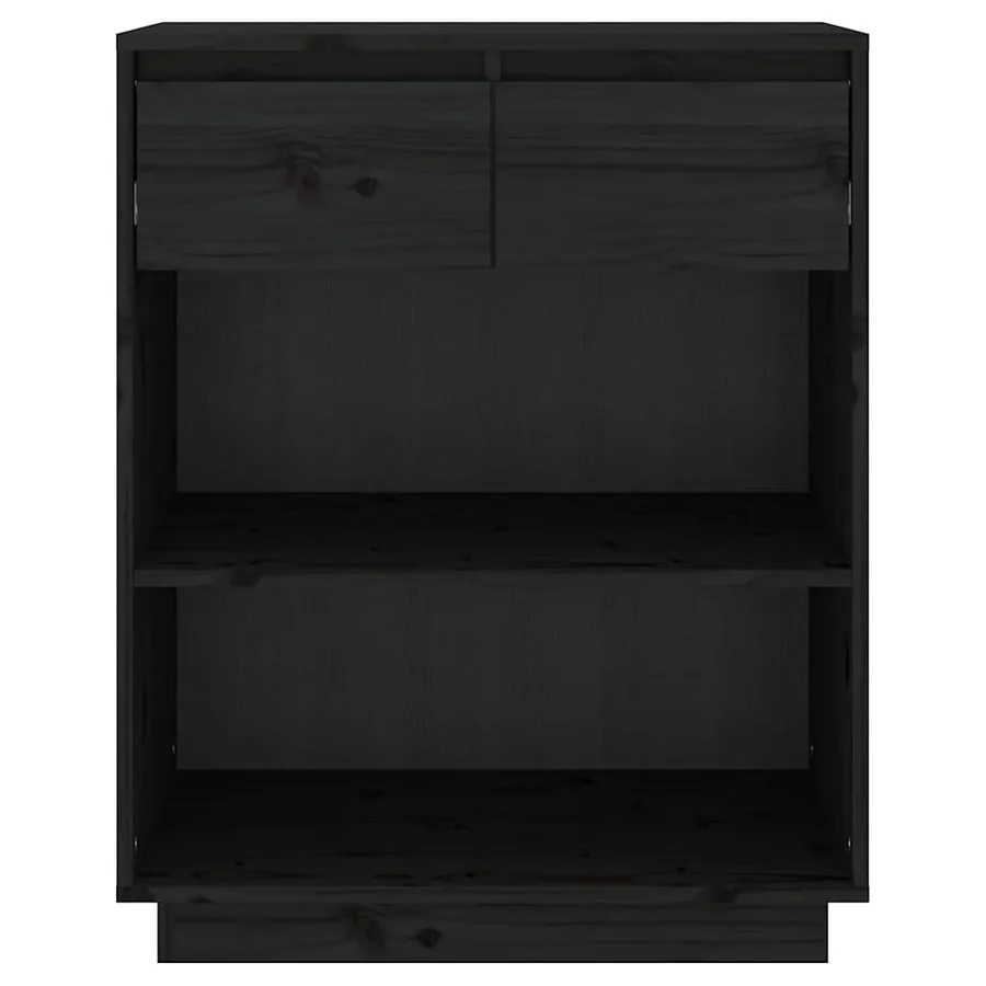 Armoire console Noir 60x34x75 cm Bois de pin solide - 5