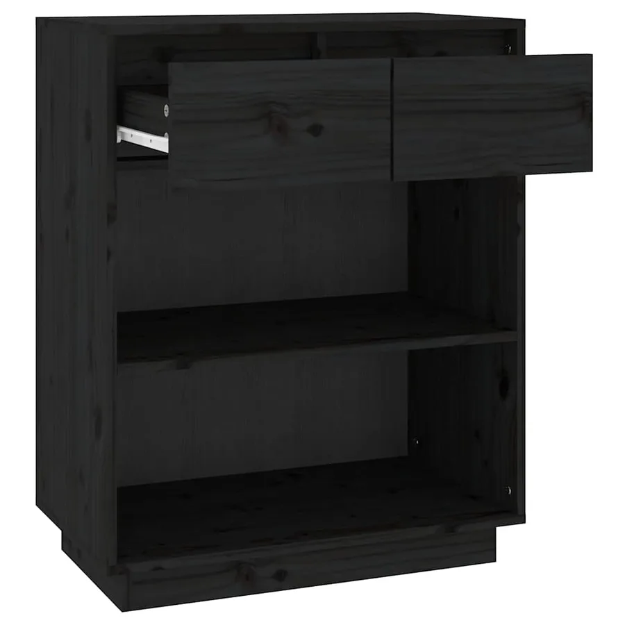 Armoire console Noir 60x34x75 cm Bois de pin solide - 6