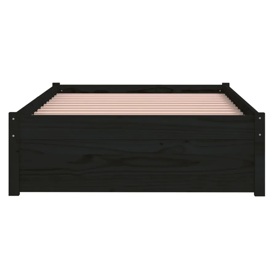 Cadre de lit sans matelas noir bois massif 90x190 cm - 5