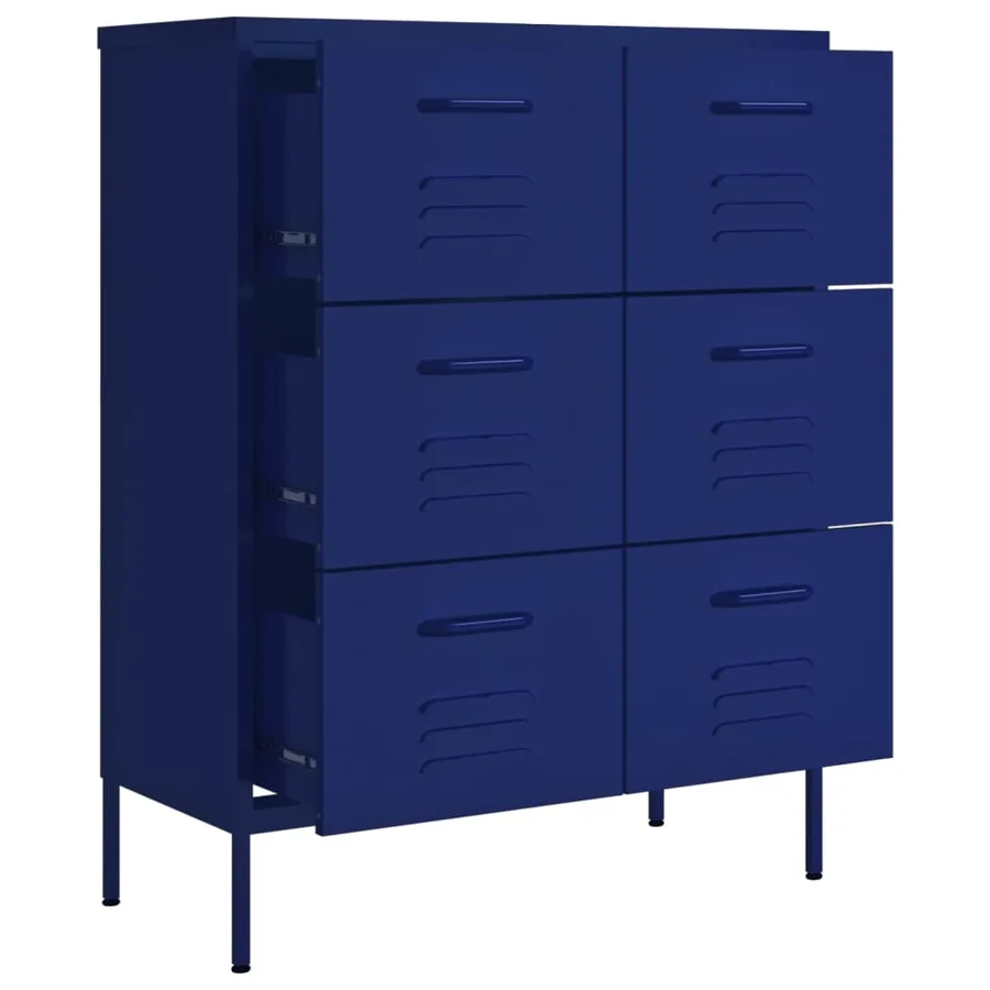 Armoire à tiroirs Bleu marine 80x35x101,5 cm Acier - 6