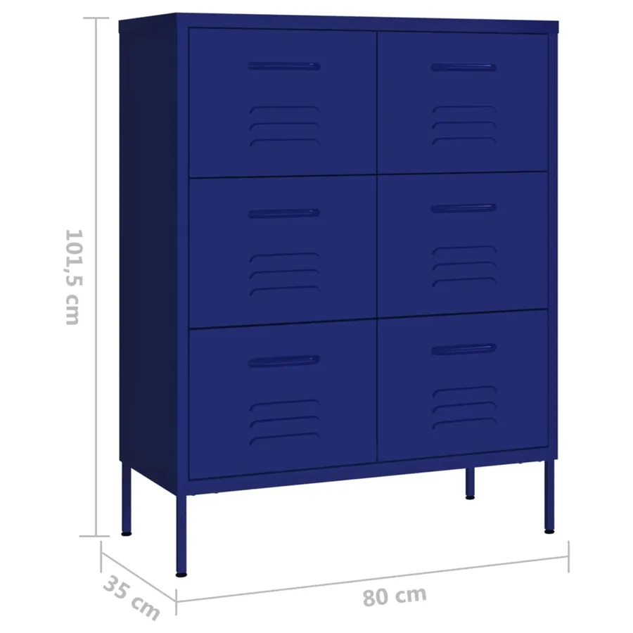 Armoire à tiroirs Bleu marine 80x35x101,5 cm Acier - 9