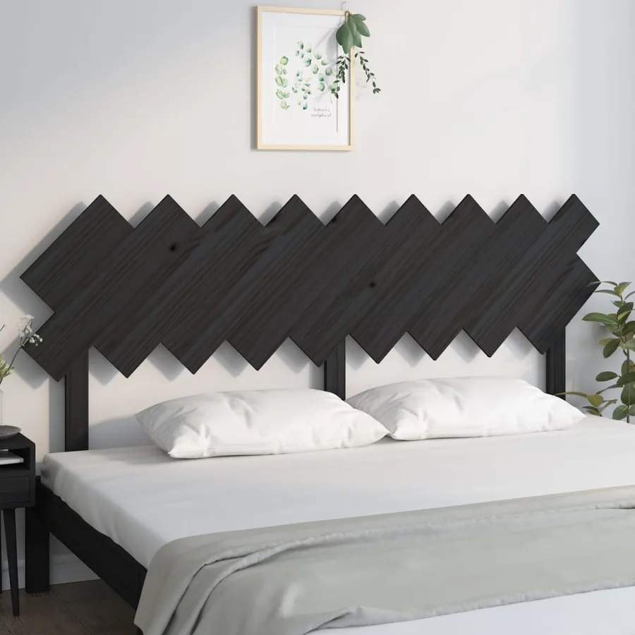 Tête de lit Noir 178x3x80,5 cm Bois massif de pin - 3