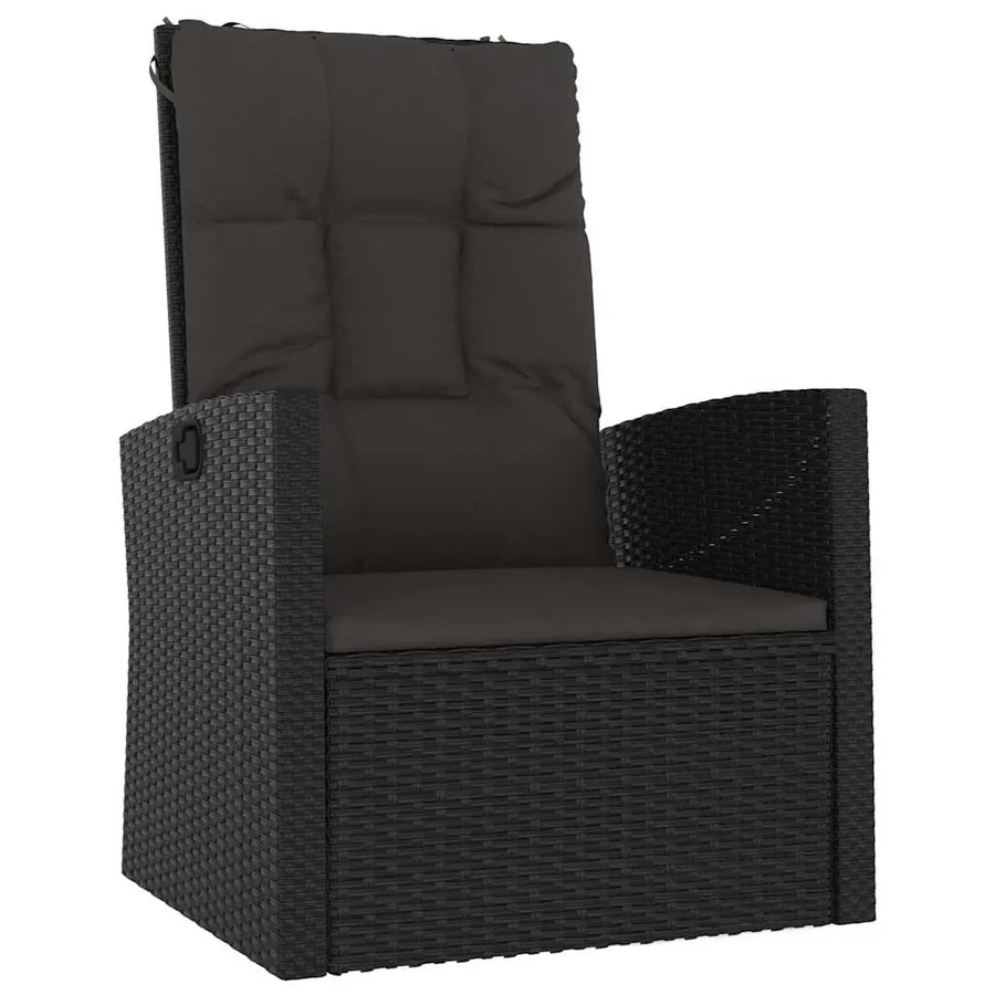 Salon de jardin 3 pcs avec coussins Noir Résine tressée - 7
