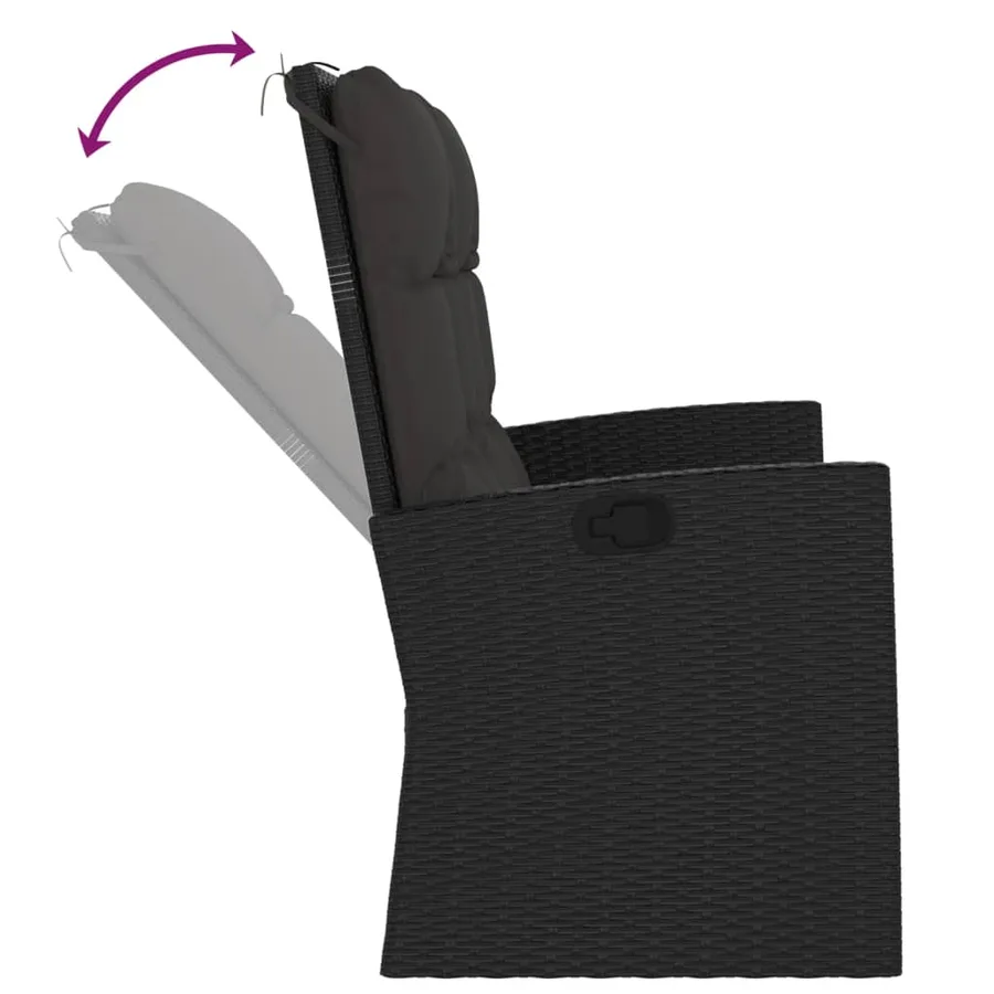 Salon de jardin 3 pcs avec coussins Noir Résine tressée - 8