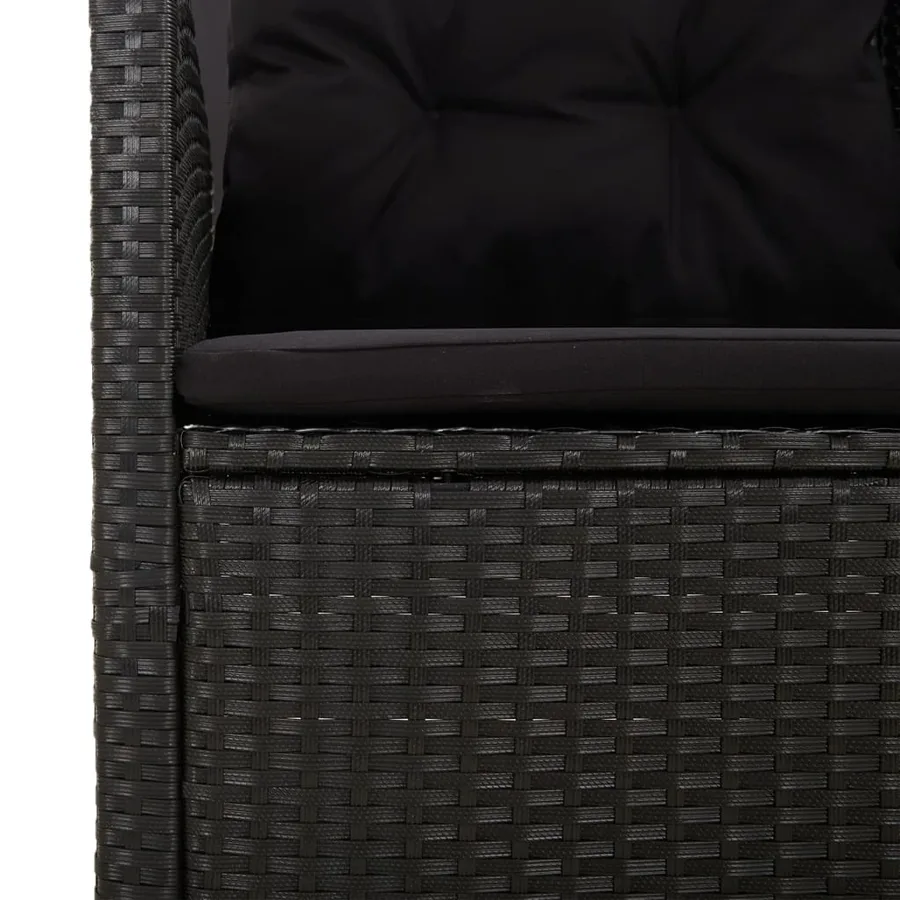 Salon de jardin 3 pcs avec coussins Noir Résine tressée - 9
