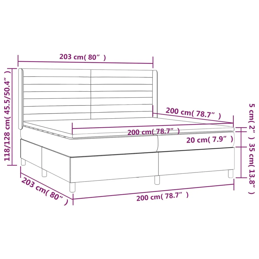 Sommier à lattes de lit avec matelas Gris clair 200x200cm Tissu - 7