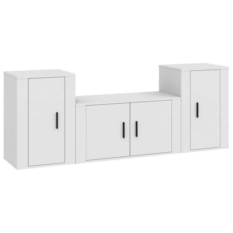Ensemble de meubles TV 3 pcs Blanc Bois d'ingénierie - 2