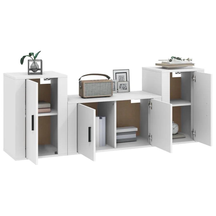 Ensemble de meubles TV 3 pcs Blanc Bois d'ingénierie - 3
