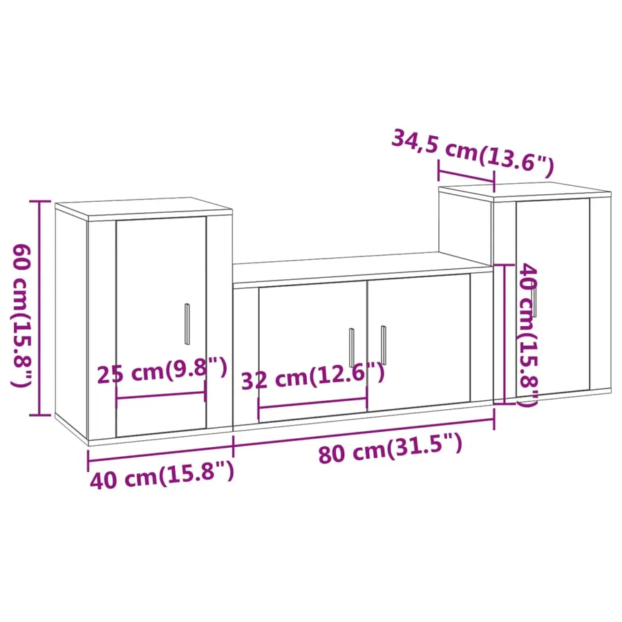 Ensemble de meubles TV 3 pcs Blanc Bois d'ingénierie - 8