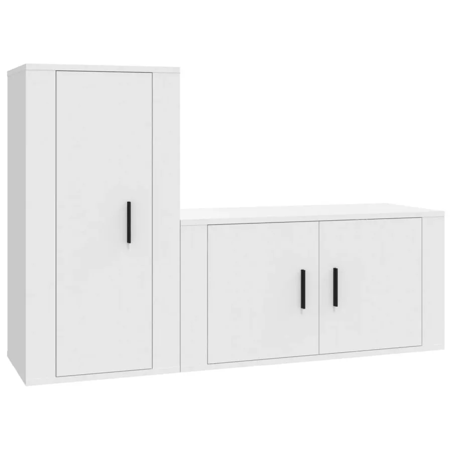Ensemble de meubles TV 2 pcs Blanc Bois d'ingénierie - 2