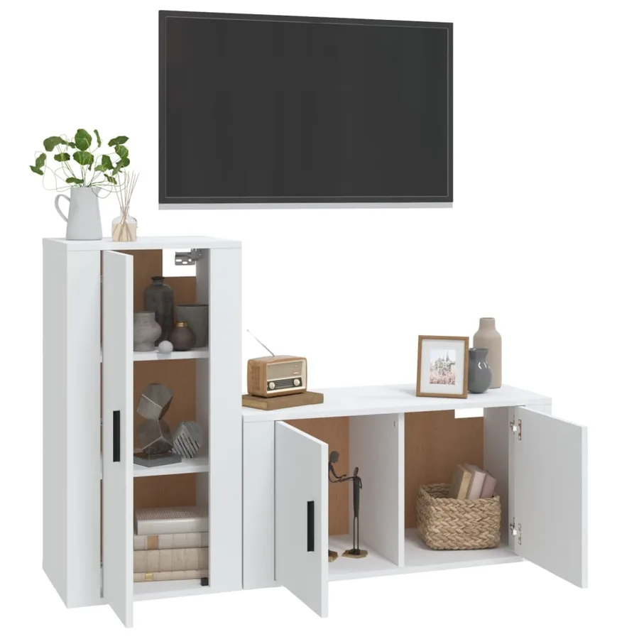 Ensemble de meubles TV 2 pcs Blanc Bois d'ingénierie - 3