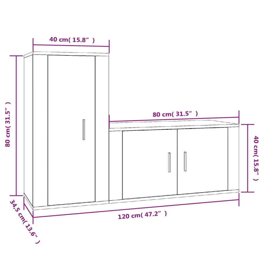 Ensemble de meubles TV 2 pcs Blanc Bois d'ingénierie - 8