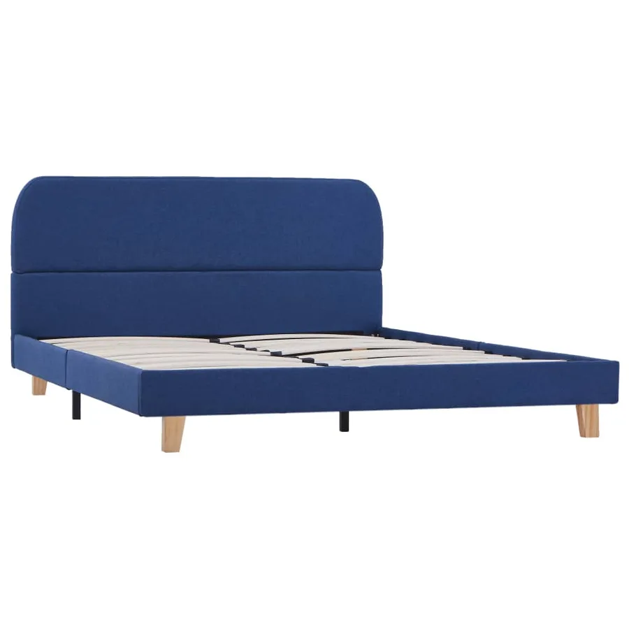 Cadre de lit sans matelas bleu tissu 140x200 cm - 2