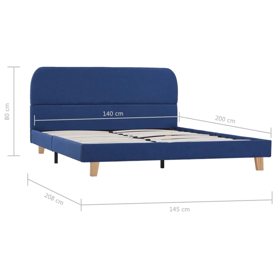 Cadre de lit sans matelas bleu tissu 140x200 cm - 7