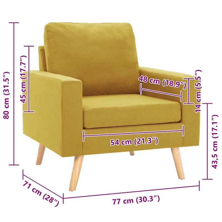 Fauteuil jaune tissu - 7