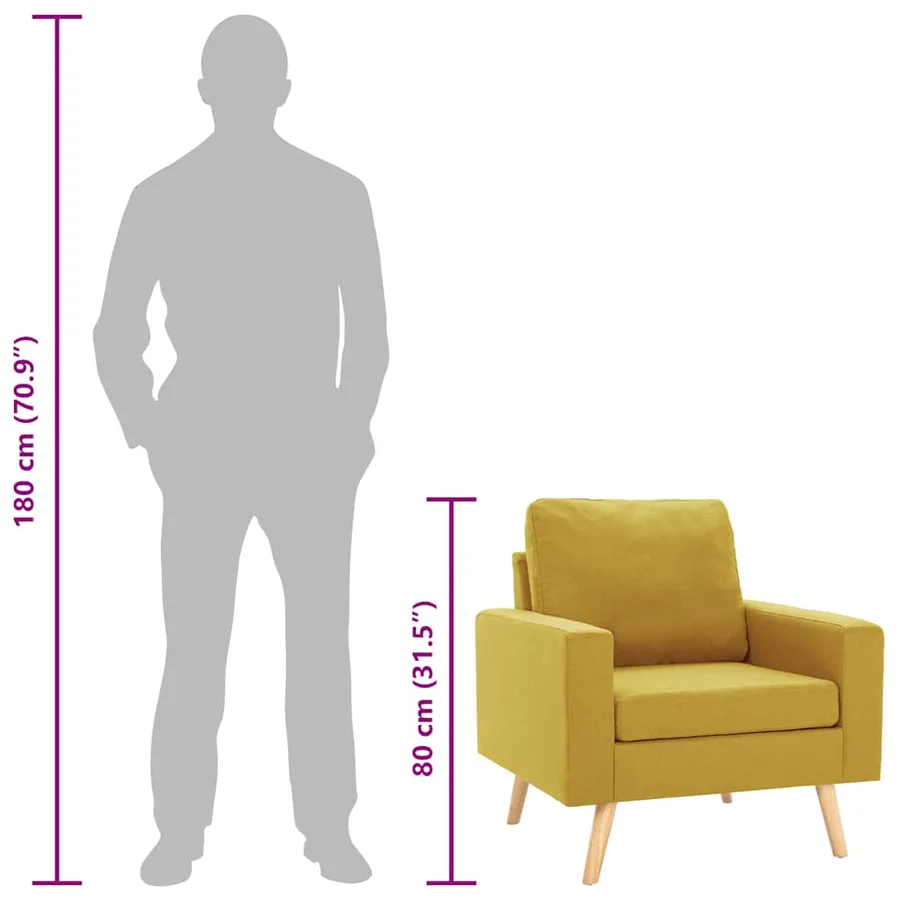 Fauteuil jaune tissu - 8
