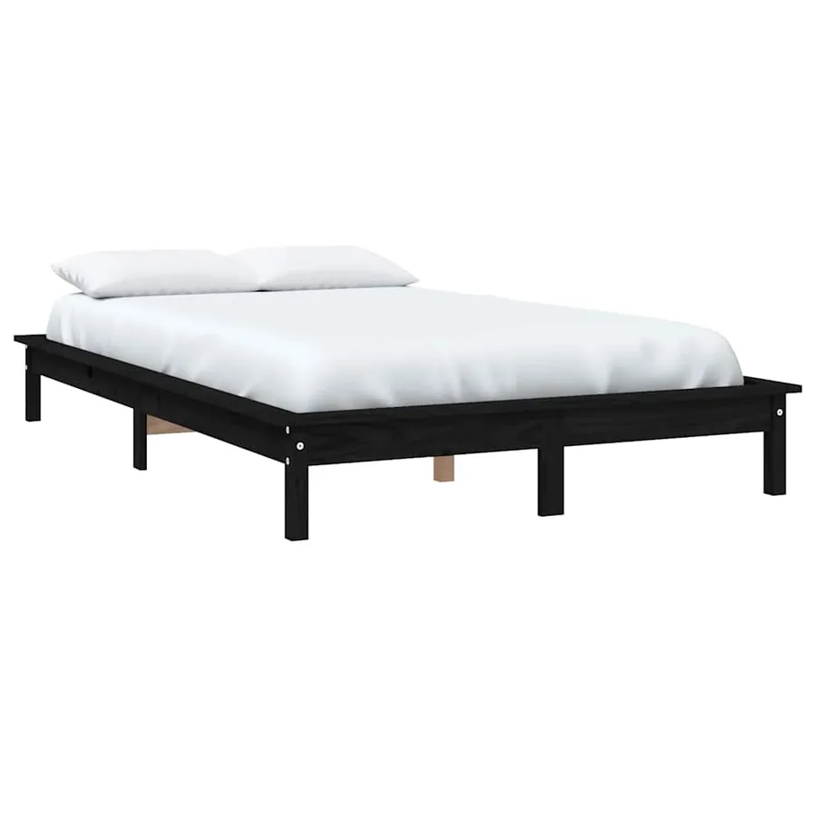Cadre de lit sans matelas noir 120x200 cm bois massif - 3