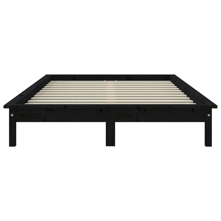 Cadre de lit sans matelas noir 120x200 cm bois massif - 5